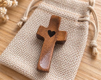 Personalized Wooden Cross Pocket Prayer Cross Catholic Gift for Him Her Confirmation Gift RCIA Gift Christian Retreat Gift Small Faith Gift