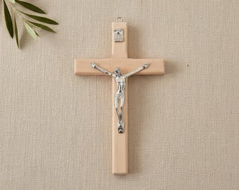 Catholic Wall Crucifix Wooden Cross Wall Mounted Small Crucifix Christian Home Decor Religious Wall Cross Catholic Decor