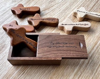 Sympathy Gift Box Christian Comfort Cross Custom Engraved Bible Verse Pocket Cross With Name Encouragement Gift For Anxiety Grief Depression