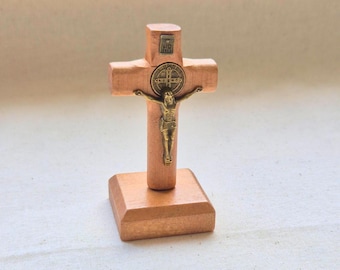 Catholic Travel Cross St Benedict Crucifix Small Desk Cross Portable Prayer Cross Christian Gift Protection Cross Nightstand Pocket Cross