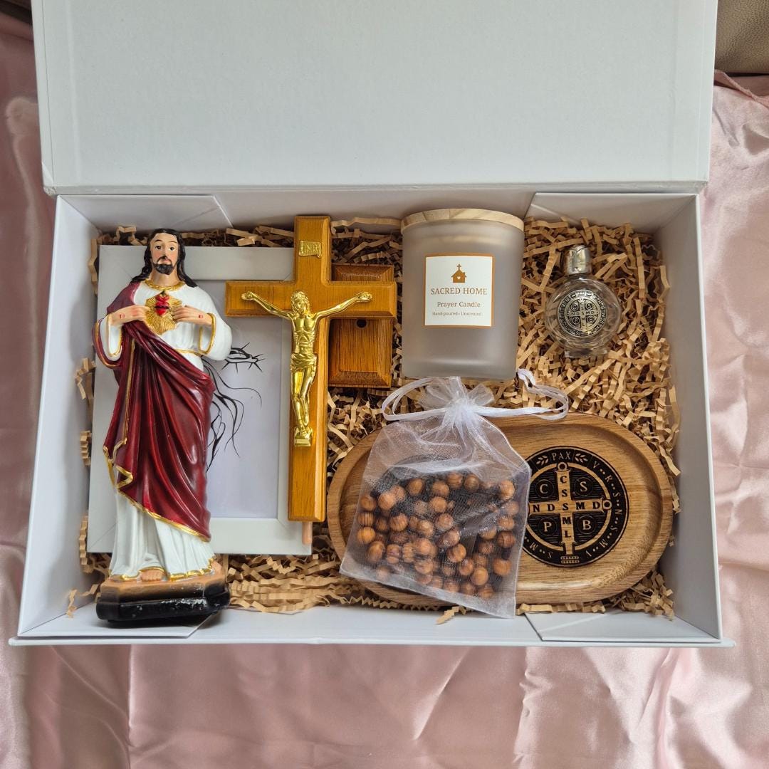 Luxury Catholic Gift Box Sacred Heart Statue Catholic Gift Set Sacred ...