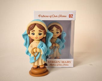 Handmade Virgin Mary Clay Figurine Catholic Home Decor Our Lady Statue Prayer Corner Religious Gift Catholic Figurine Marian Home Decor