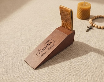 Personalized Wooden Door Stopper Engraved Family Name Custom Door Wedge Housewarming Gift New Home Gift Wedding Gift for Couple Family