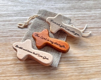 Personalized Wooden Pocket Cross Christian Comfort Gift Prayer Thumb Cross With Bible Verse Fidget Prayer Cross Christian Sympathy Keepsake