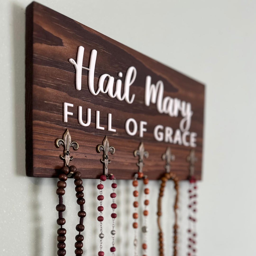 Rosary Rack Catholic Rosary Hanger Wooden Rosary Holder Wall Rosary Display ...