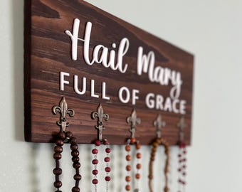 Catholic Rosary Hanger Wooden Rosary Holder Wall Rosary Display Catholic Prayer Corner Decor Rosary Wall Holder Catholic Gift Prayer Altar