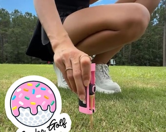 Adjustable Golf Tee Height Tool with Built-In Holder