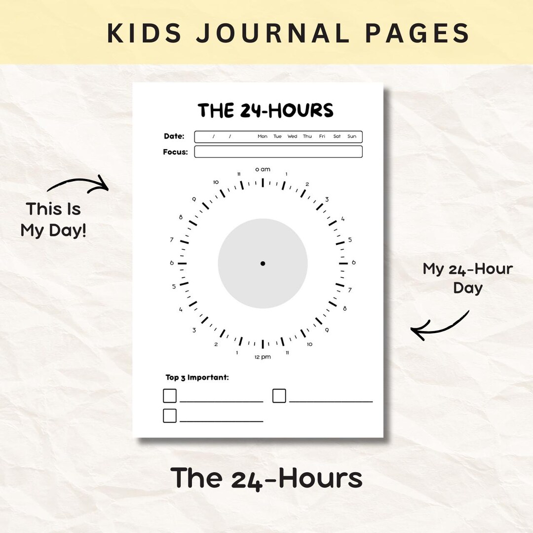 Kids 24 Hour Day Planner Printable, Visual Time Management Chart for ...