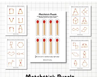 Matchstick Puzzle for Kids Printable | Logic & STEM Thinking Game | Cut and Play PDF