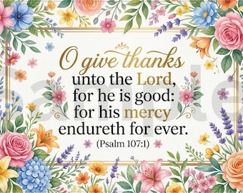 Set med blommiga bordsunderlägg i bibelstil med KJV-motiv | Bordsunderlägg med bibelverser och tacksamhet (43x28 cm och 28x21,5 cm)