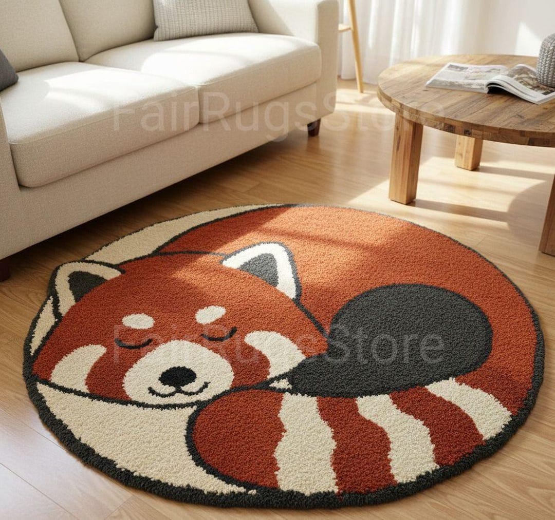 Round Pet Rug Red Panda Round Rug: Cozy Animal Carpet for Nursery or Bedroom - Etsy