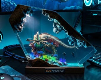 Leviathan Death Resin Lamp, Reaper Monster Night Light, houten tafellamp, cadeau voor gamer, cadeau voor hem