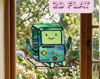 Capteur de soleil BMO Adventure Time en résine, faux vitrail suspendu, cadeau de dessin animé pour gamer, décoration de chambre d'enfant, oeuvre d'art acrylique