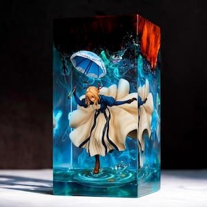Violet Evergarden Resin Diorama Art Sculpture | Anime Figure Desktop Display | Handmade Epoxy Collectible Gift | Fantasy Home Decor