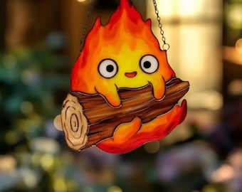 Cal.cif.er Resin Suncatcher, Howl's Moving Castle Faux Stained Glass Window Hanging, Valentine gift, Gift for her