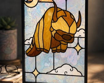 Apa Stained Glass Suncatcher, Av.a.t.ar The Last Aibender Window Hanging, Anime Fantasy Decor, Yip Yip Spirit Animal Gift