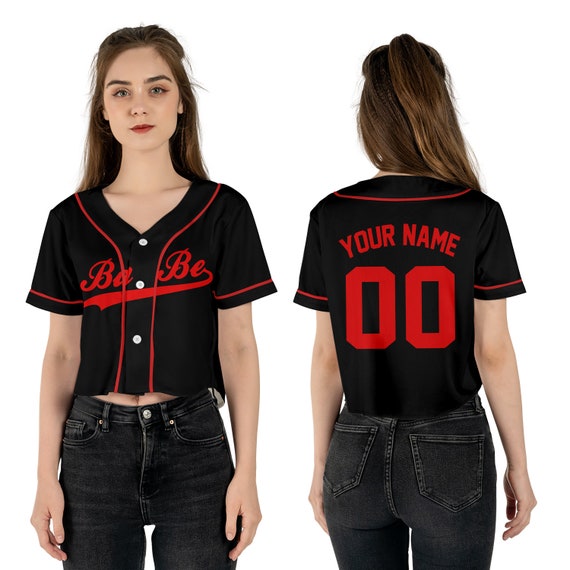 Custom Text Color,Babe Crop Top Baseball Jersey For Teen Girls Women  Birthday Valentine Gift For Girlfriend Wife Female Sporty Crop Top Fans