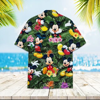Cromoncent Camicia Hawaiana Uomo E Ragazzo - Maniche Corte Colletto Cubano Stampa Tropicale Verde - Taglia S