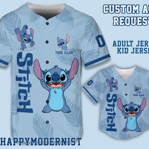 Milwaukee Brewers Lilo & Stitch Jersey Baseball Shirt Navy Custom Number And Name - Banantees