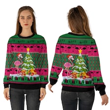 Ugly Christmas Sweater Flamingo Flip Flops/ Palm Trees Flip Flops/ Tro – Jin  Jin Junction