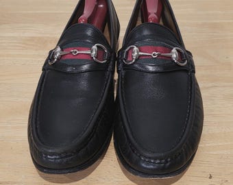 GUCCI Leather Chelsea Boots Shoes Logo Stripe Black Men display picture 1