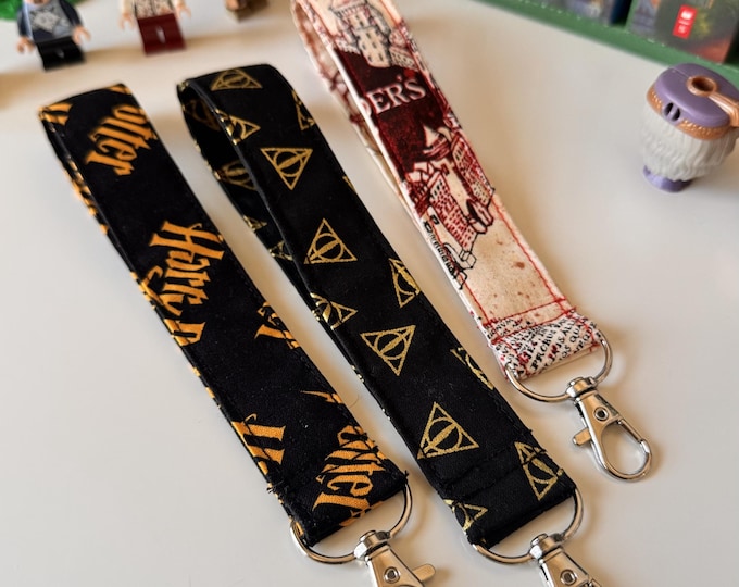 Featured listing image: Handmade Fabric HP Wristlet Keychain