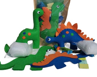 Felt Dinosaur Plushy Sewing Kit for Kids -  Dinosaur Sewing Kit Toy - Dino Softy Craft DIY - Sewing Kit Boys and Girls