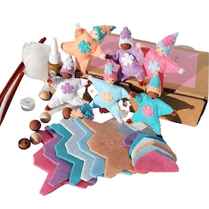 Felt Craft Kit for Kids | Pastel Flower Gnome Sewing Kit | DIY Bendy Doll | Crafts for Child | Made in the USA