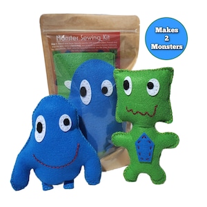 Felt Monster Plushy Sewing Kit for Kids -  Monster Softy Craft DIY Beginner Alien Sewing Kit Boys and Girls
