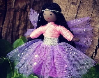 Fairy Doll Miniature Fairy Dolls, Tiny Fairy Dolls, Brown Skin Fairy, Fairy Doll Handmade, toy fairies dark skin Wildflower Toys