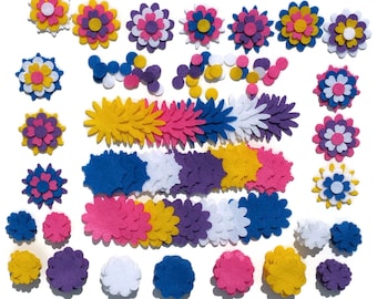 Felt Flowers, Craft Embellishments, Felt Craft Shapes,  Felt Flowers Bulk, Die Cut Flowers,  Felt Embellishments, Felt Supplies