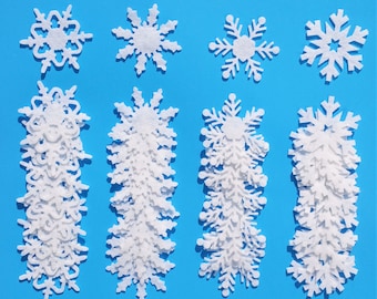 Felt Snowflakes, Craft Embellishments, Felt Craft Shapes, Felt Snowflake, Die Cut Snowflakes, Felt Embellishments, Felt Supplies - 3 inch