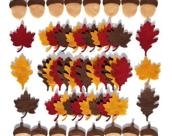 Felt Autumn Leaves, Craft Embellishments, Felt Acorns, Fall leaves - Leaf Shapes, Felt Supplies, Felt Craft Supplies, Die Cut Leaves