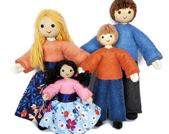 wooden dolls house family with baby