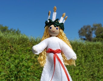 Santa Lucia Doll - Swedish Christmas, Saint Dolls - St. Lucia - Scandinavian Christmas - Wildflower Toys - St Lucy - Christmas doll