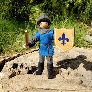 Dollhouse Knight Doll With Blue Tunic - Bendy doll - Waldorf Castle - Asian doll