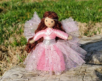 Magical Fairy Doll, Mini Yellow Flower Fairy, Handmade Bendy Doll