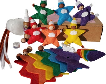 Felt Craft Kit for Kids | Rainbow Gnome Sewing Kit | DIY Bendy Doll | Crafts for Child | Made in the USA