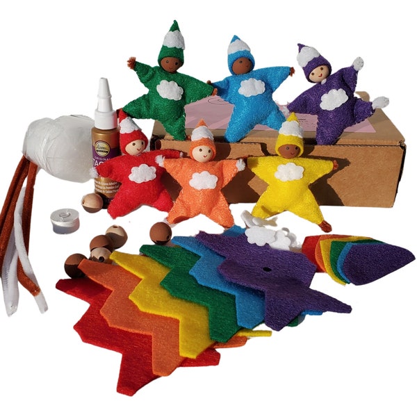 Felt Craft Kit for Kids | Rainbow Gnome Sewing Kit | DIY Bendy Doll | Crafts for Child | Made in the USA