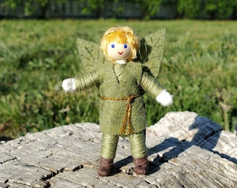 Woodland Fairy Prince Toy Doll, Waldorf Fairy Bendy Doll - Handmade Boy Doll