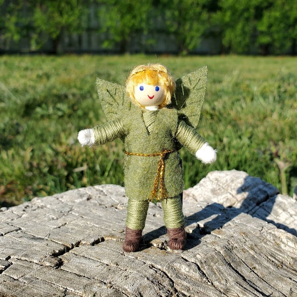 Woodland Fairy Prince Toy Doll, Waldorf Fairy Bendy Doll - Handmade Boy Doll