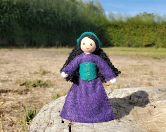 Custom Dollhouse Doll for Castle Play | Waldorf Bendy Doll Handmade | Princess Peasant Girl | 1:12 Scale