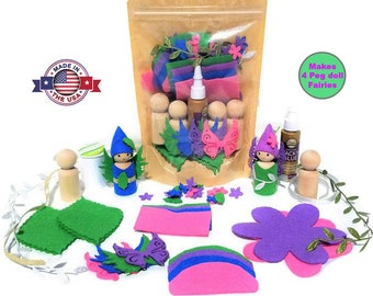 Peg Doll Kit - Fairy Peg Doll - Fairy Craft Kit - Fairy Birthday - Peg Dolls - Crafts for Kids - Wildflower Toys