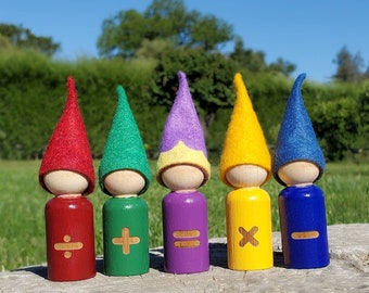 Math Gnomes, Waldorf Math Gnomes, Peg Doll Math Gnomes, Waldorf Toys