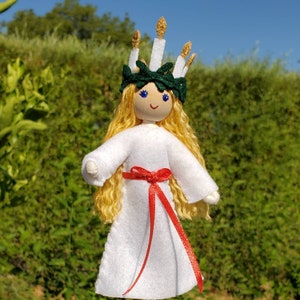 Santa Lucia Doll Swedish Christmas, Saint Dolls St. Lucia Scandinavian Christmas Wildflower Toys St Lucy Christmas doll image 3