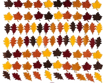 Bulk 80 Felt Autumn Leaves, Craft Embellishments, Fall leaves - Leaf Shapes, Felt Supplies, Felt Craft Supplies, Die Cut Leaves