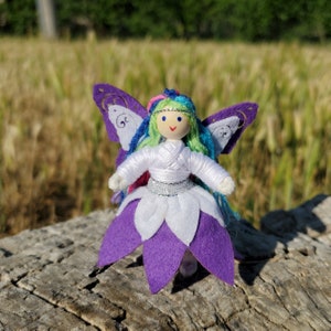 Mini Rainbow Fairy Doll Toy - Flower Fairy Handmade - Small Fairy Doll - Bendy Doll - Tooth Fairy - Tiny Fairy Doll - Wildflower Toys