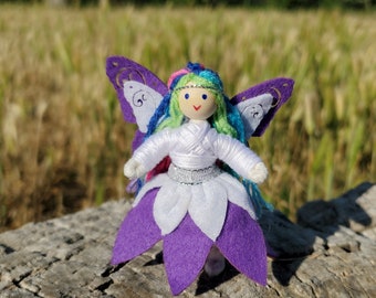 Mini Rainbow Fairy Doll Toy - Flower Fairy Handmade - Small Fairy Doll - Bendy Doll - Tooth Fairy - Tiny Fairy Doll - Wildflower Toys