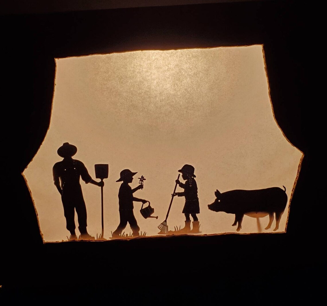Shadow Puppets Farmer Shadow Puppet Theater Etsy