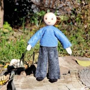 Bald Dad Doll for Dollhouse - Custom 1:12 Scale Waldorf Father Dollhouse Bendy Dolls
